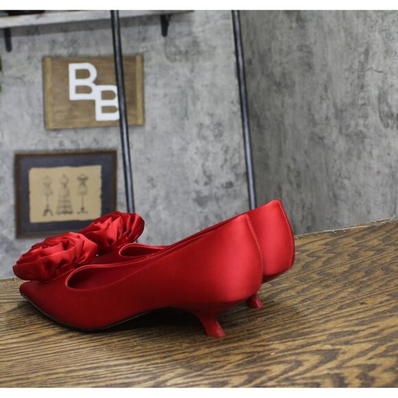 Katy Perry Womens The Micro Heel Flower Pumps KP3280 Bright Red 7.5M - Picture 2 of 12